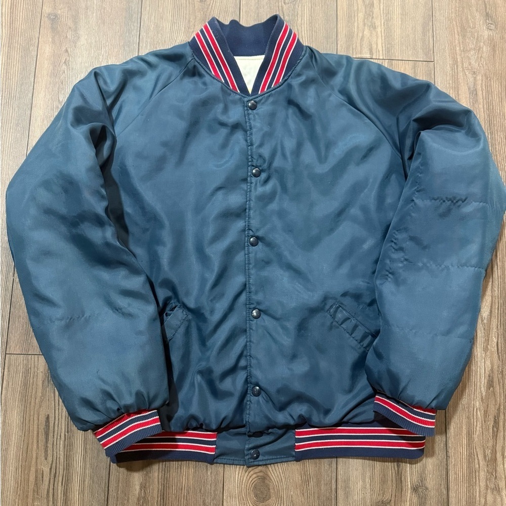 Vintage Earl-Gorn Nylon Bomber Jacket XL Navy Red Trim Retro Dearborn Hts MI